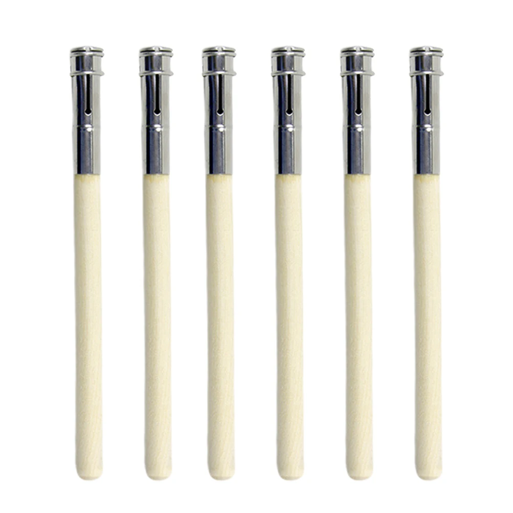 

6pcs Pencil Extender Wood Extension Holder Single Head Bamboo Lengthener Durable Practical Metal Clamp Wooden Handle Round