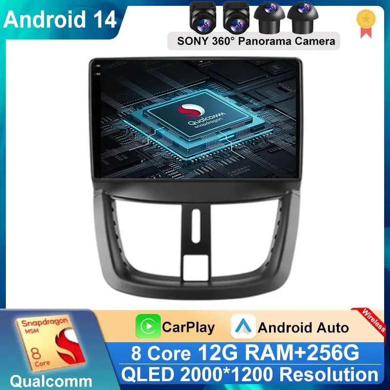 

For Peugeot 207 CC 2006 - 2015 2 Din Android 14 Car Radio Multimedia Video Player GPS DVD Stereo Carplay Speaker Audio Head Unit