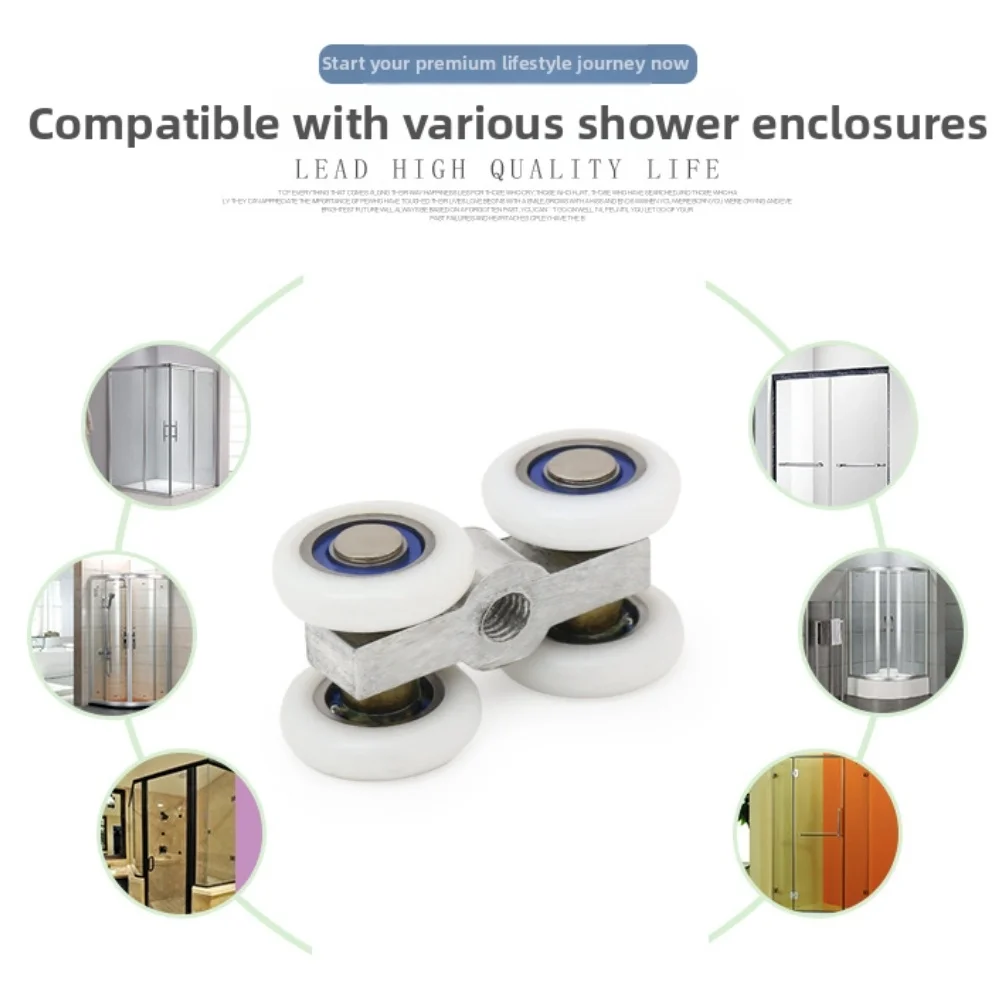 8pcs Shower Pulley Replacement Aluminum Alloy With Nylon Wheels For Sliding Glass Doors And Bathroom Partitions