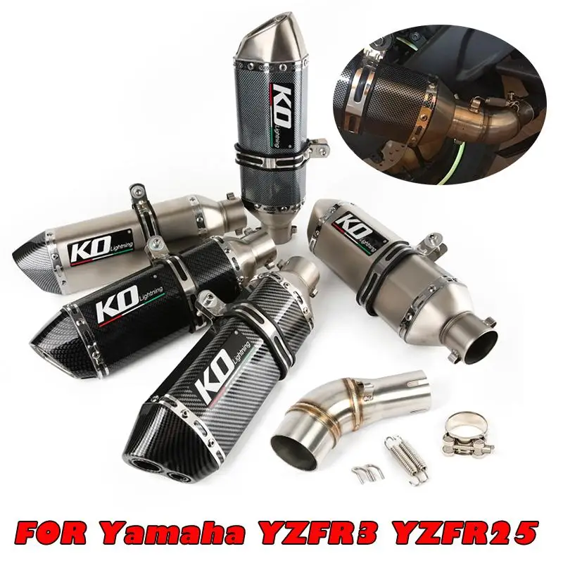 

50.8MM For YAMAHA YZF R25 R3 Slip On Exhaust Muffler Pipe Baffles Escape Mid Link Tube Removable DB Killer Any Year