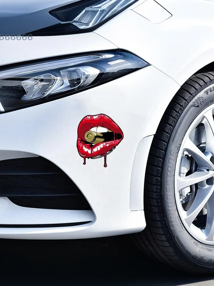 11x13 سنتيمتر/17x20 سنتيمتر لتحويل دراجة نارية والكمبيوتر المحمول 3-قطعة منفعل أحمر الشفاه البلاستيكية مجموعة ملصقات مع رصاصة تصميم ملصقات السيارات