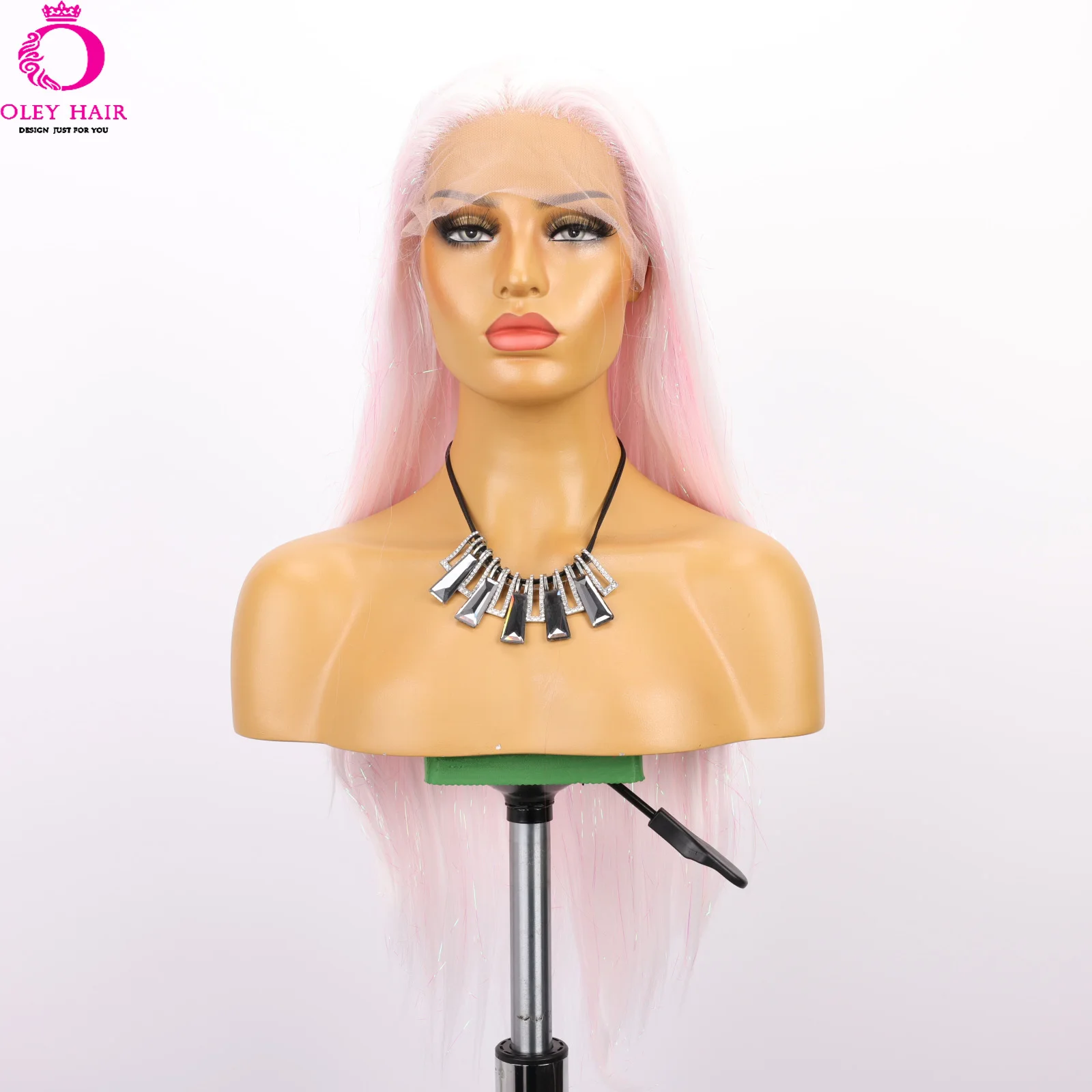 Pink White Color Synthetic Lace Front Wig high quality 28 Inch Long Straight Wig Cosplay Party Front Lace Mesh Cap Breathable