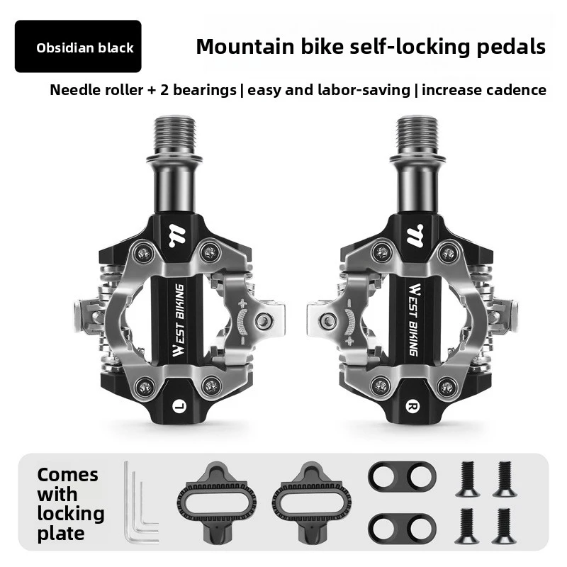 

WEST BIKING MTB Aluminum Alloy SPD Pedals Dual-Side Clipless Pedals