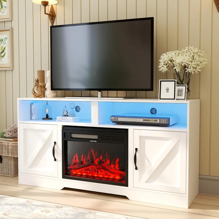 

Fireplace TV Stand up to 70 TVs with 23 Fireplace Electric Fireplace TV Console with Colorful LED Lights and Remote Control Whi