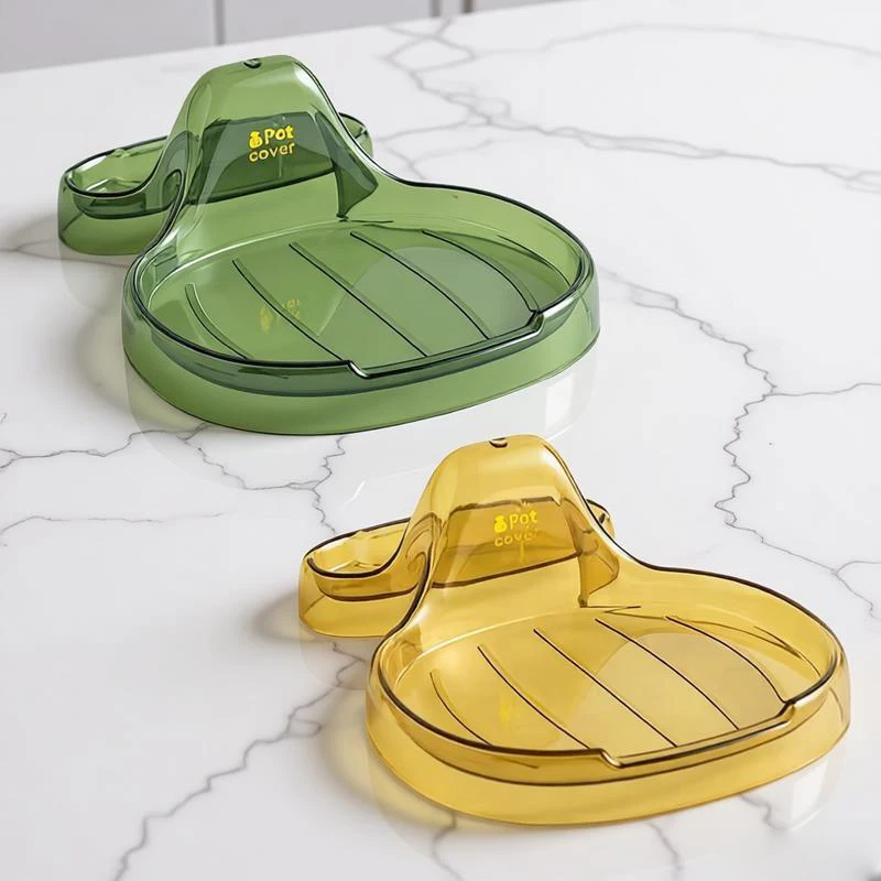 

1Pc Household Pot Lid Holder With Drip Tray Sitting Kitchen Pot Lid No Drilling Required Storage Rack Kitchenware Organizer