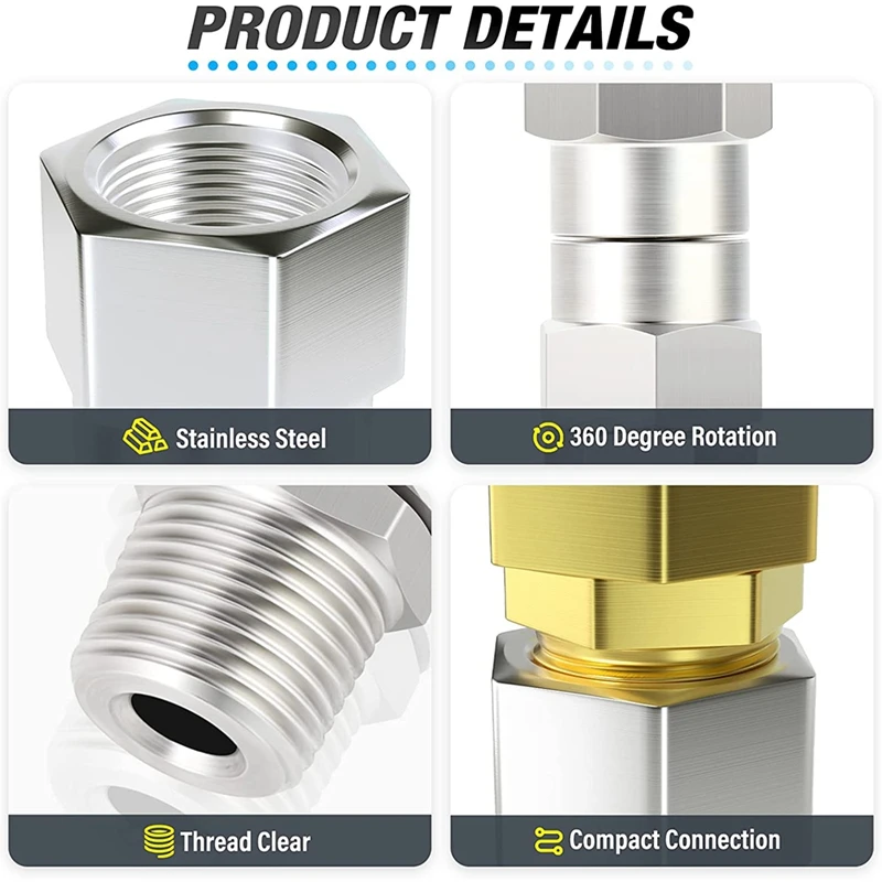 الضغط غسالة قطب ، الفولاذ المقاوم للصدأ ، شبك الحرة لتركيب خرطوم ، موضوع الذكور ، 3/8 "معاهدة عدم الانتشار ، 2 قطعة