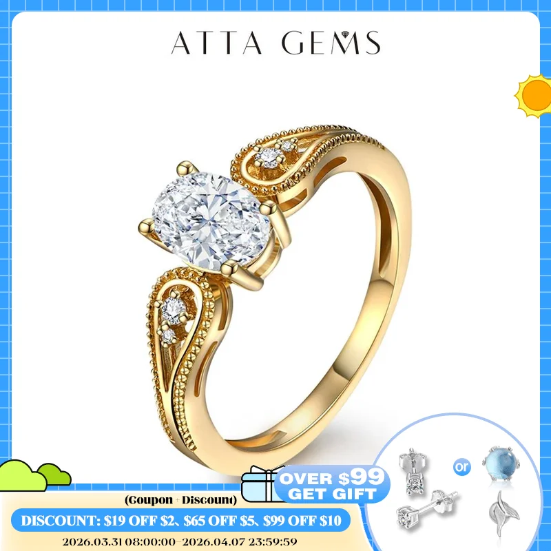 

ATTAGEMS Luxurly 0.8ct овальной огранки, бриассанит, однотонный 18K 14K 10K, набор желтого золота для свадьбы, помолвки, классика
