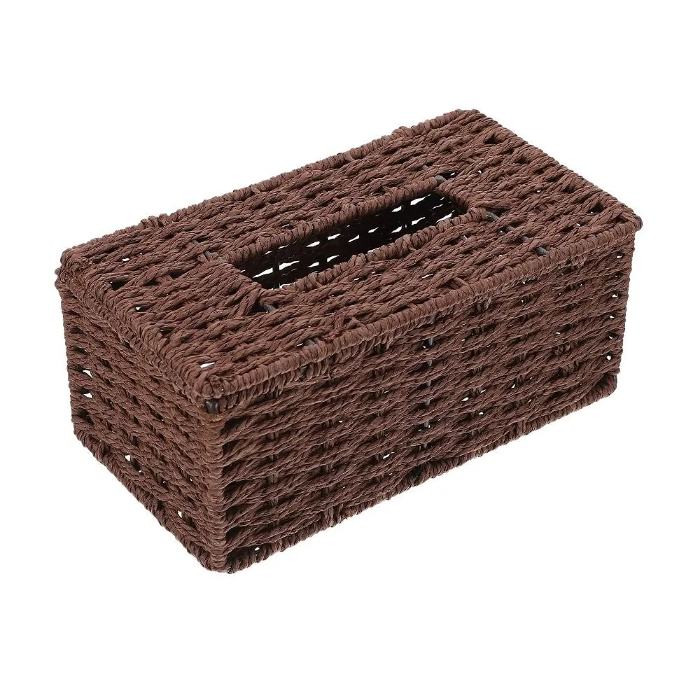 

Creative Japanese Style Rattan Woven Tissue Box Hand Woven Rectangular Napkin Box with Lid Natural Napkin Holder Tea Table