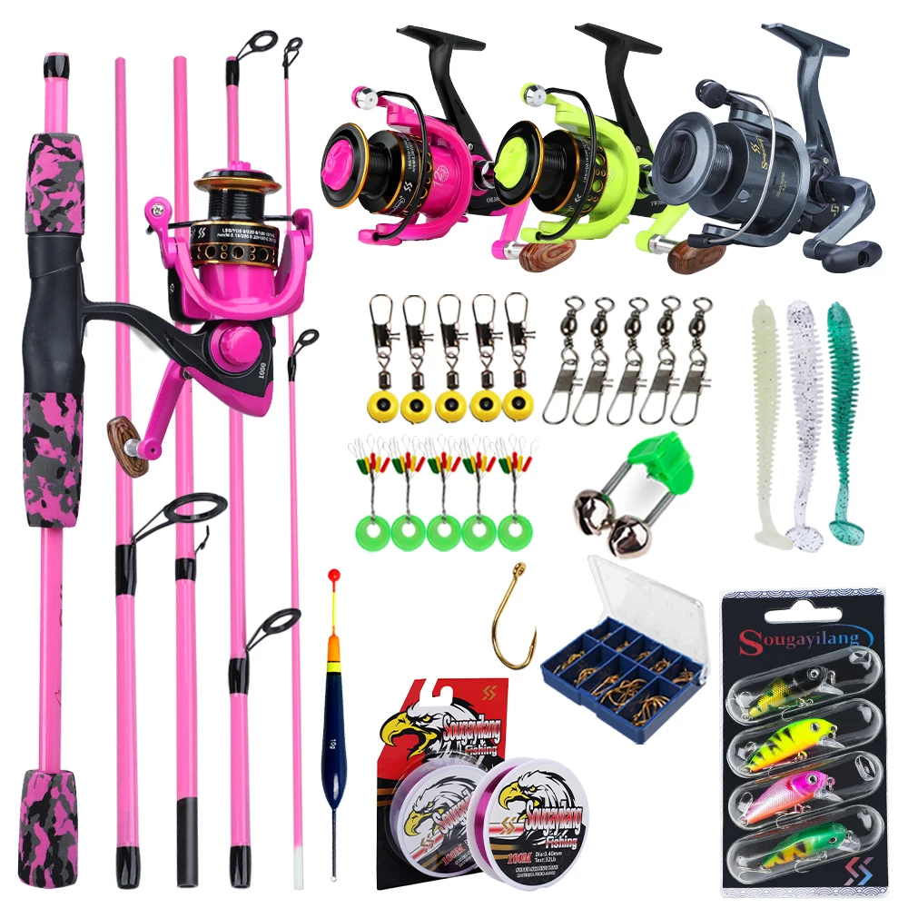 Sougayilang Spinning Fishing Rod and Reel Full Kit Eva Handle Rod and 1000-3000 Fishing Reel combo for Freshwater Fishing Pesca