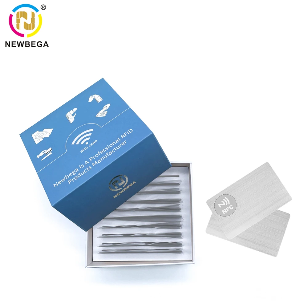 NFC Metal Cards Ntag215/216, Contact SLE4442 Chip,Smart Business Social Digital Card,13.56MHZ,10pcs With Gift Box