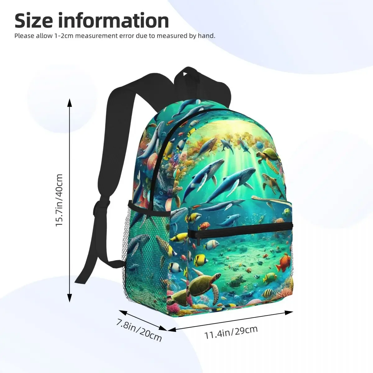 Underwater World Colorful Marine Turtle Student Backpack School Bag Hiking Travel Daypack for Boys Girls Bookbag Shoulder Bags