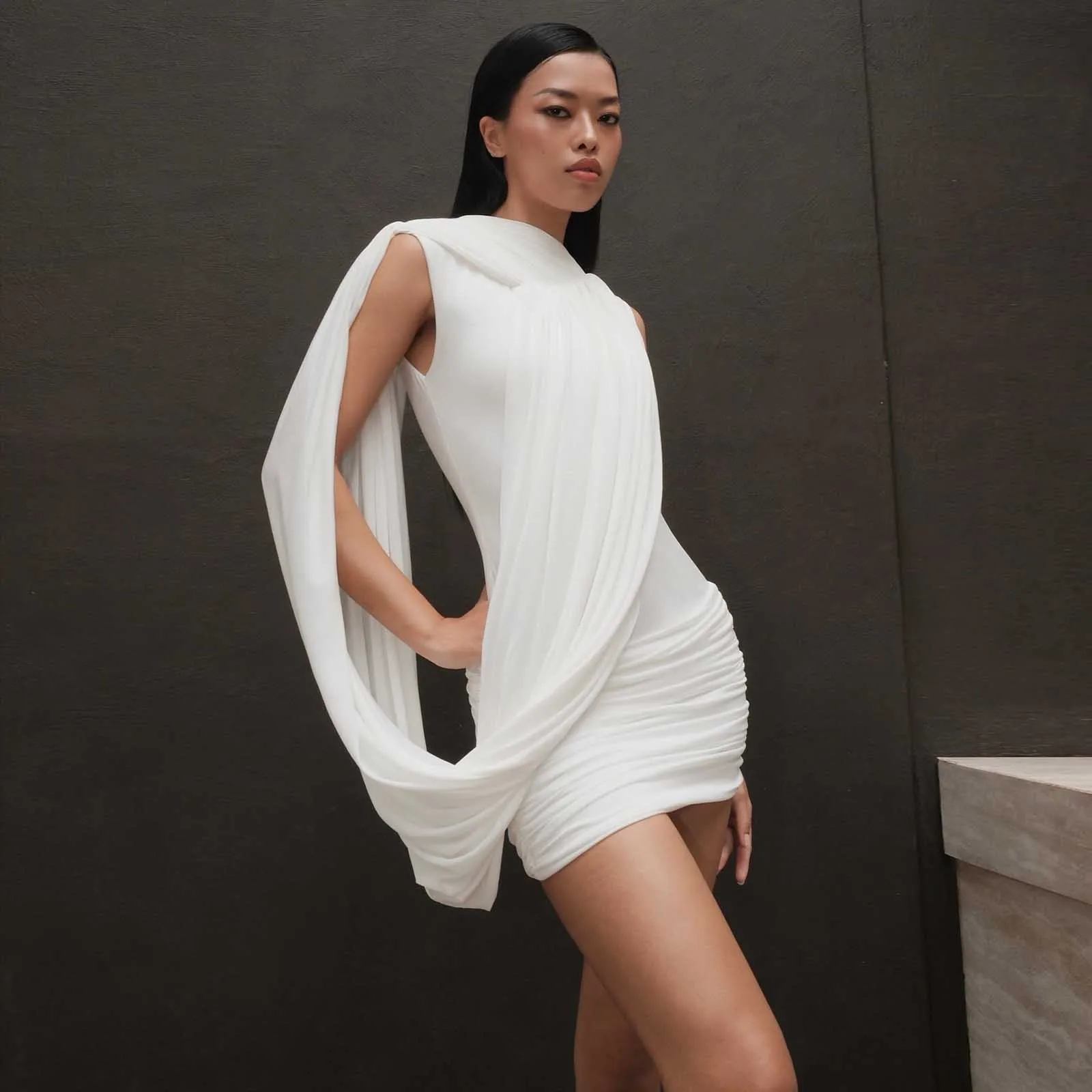 

Simple Fashion White Mini Dress 2026 New Ruffle Chiffon Short Wedding Guest Dresses Party Night Dress فساتين سهرة