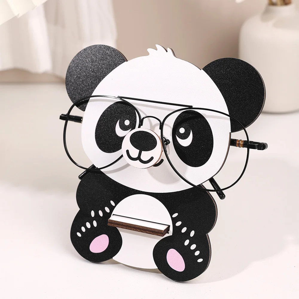 Cartoon Panda Glasses Display Stand Cute Animal Glasses Frame Sunglasses Display Stand Hand Carved Home Wooden Decoration 3D