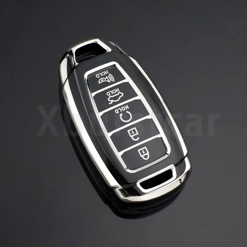For Hyundai Solaris Sonata Palisade Kona Creta I20 I30 Grandeur Accent Atos IX35 IX25 Elantra 5Buttons Car Key Case Holder Cover