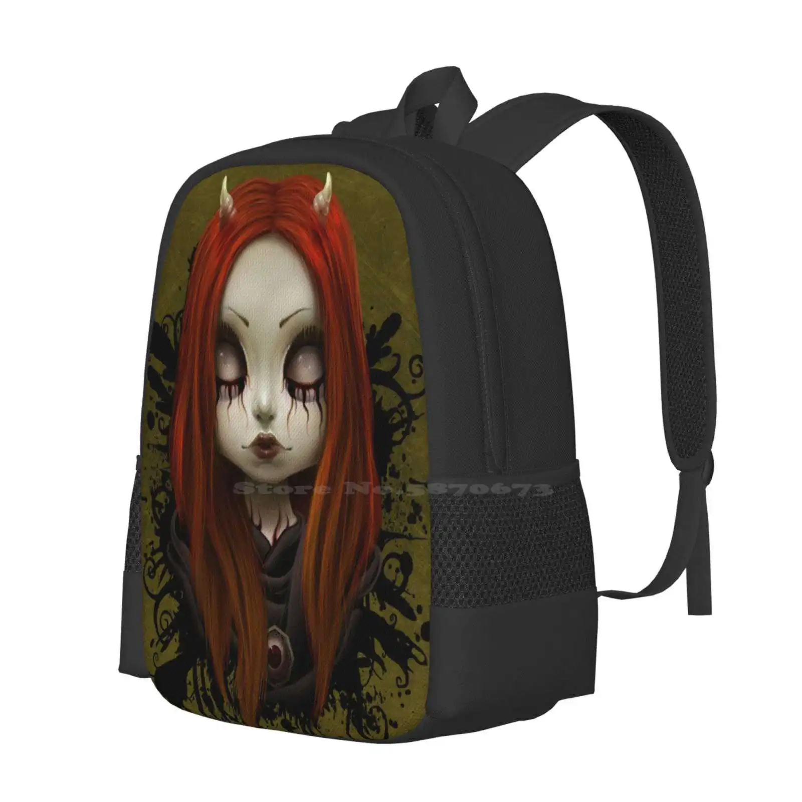 Haunted School Bags For Teenage Girls Laptop Travel Bags Demon Godess She Devil Girl Sexy Halloween Spooky Haunted Hallows Eve