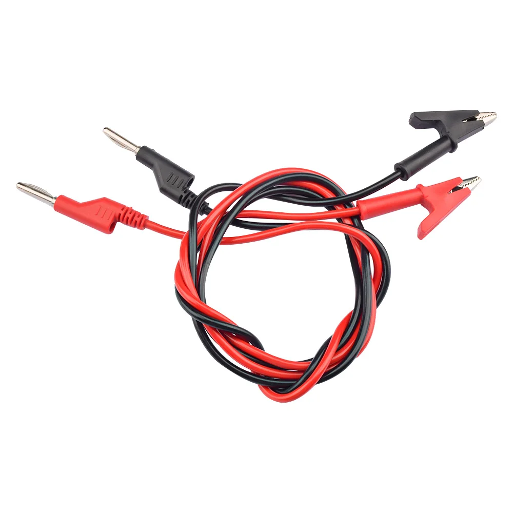 Cable de cable de doble extremo de 1M, cable de prueba de voltaje eléctrico de 4mm, conector Banana, pinza de cocodrilo 8A-12A, multímetro, cables de prueba DIY