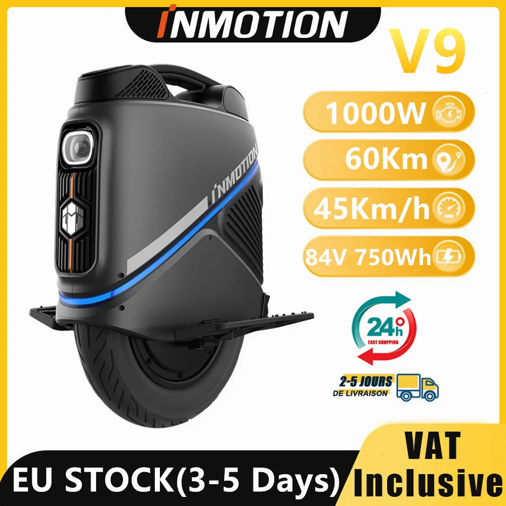 Eu stock inmotion v9 elektrisches Einrad 84v 750wh Batterie 1000w Motor Höchst geschwindigkeit 45