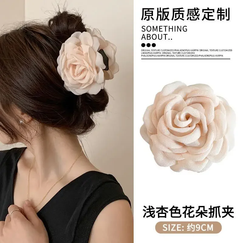 Women Double-sided Three-dimensional Rose Claw Clip Fashionable Back Hair Clips New Sweet Girl Hair Clip Accessories Заколки