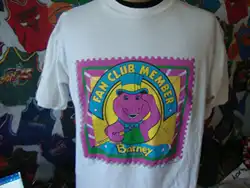 Vintage Barney Dinosaur Fan Club Member HTF Adult T Shirt XL