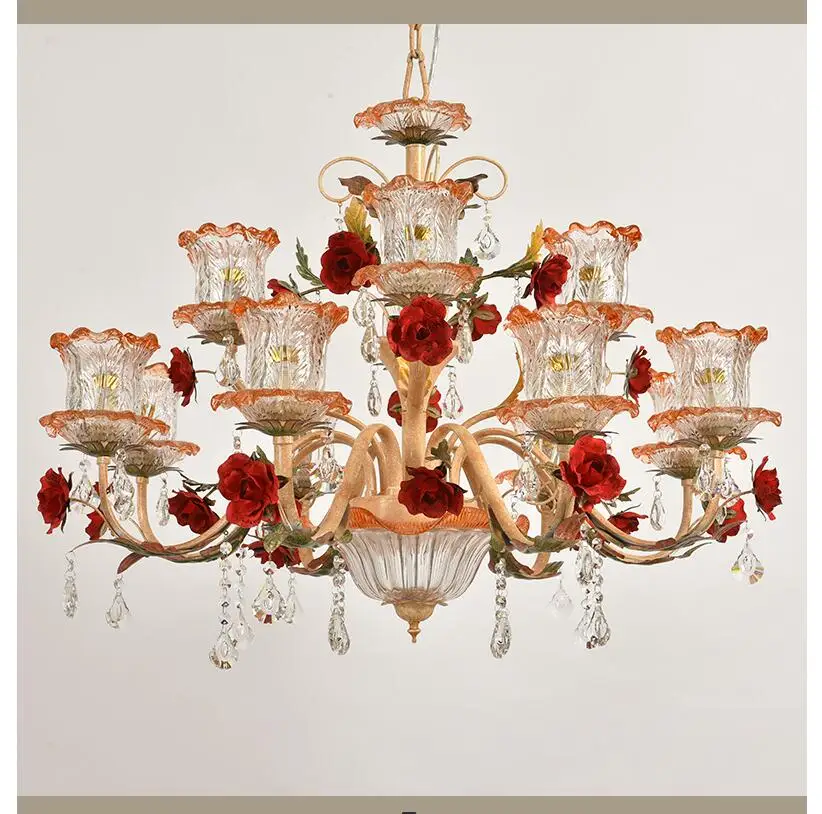 Decora Floral Chandelier Lighting Lustre Originality Hotel Cafe Art Deco Floral Chandelier Stairs Lamp Hanglamp Home Decoration
