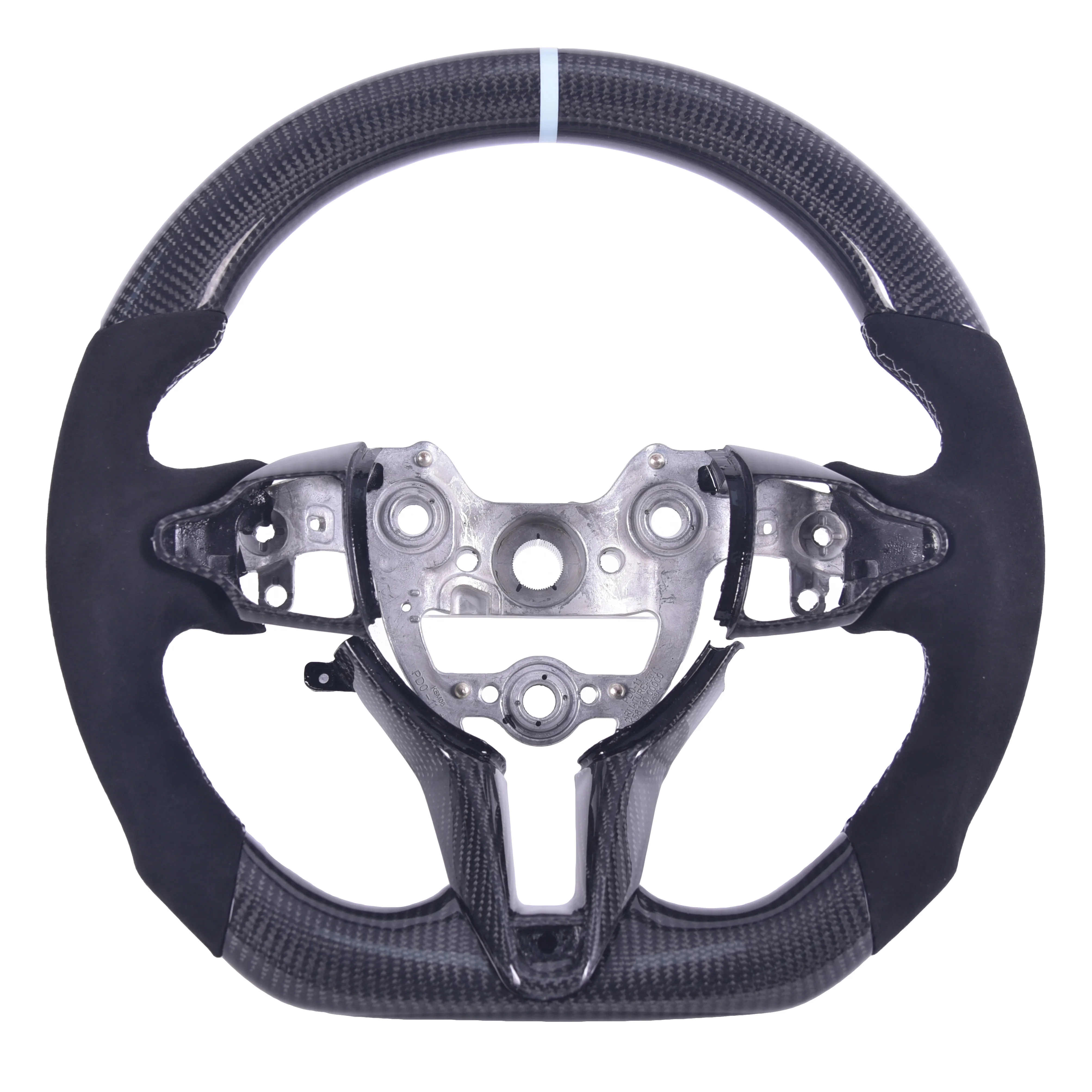 عجلة قيادة مخصصة مناسبة لسيارة Hyundai Elantra N Veloster N 2022-2025 عجلة قيادة من ألياف الكربون الحقيقية