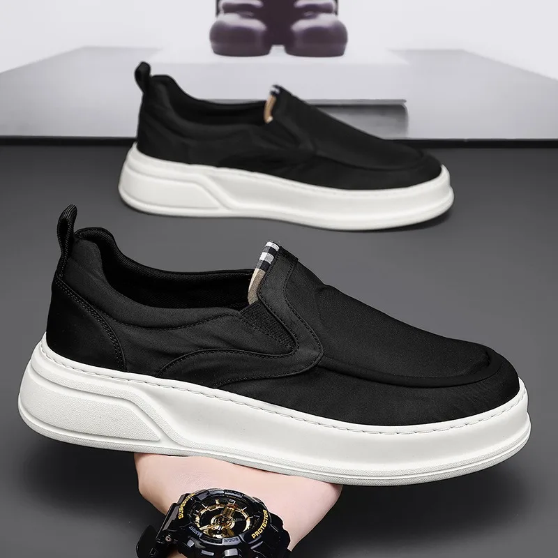 

Черные лоферы, мужские туфли на платформе, повседневные лоферы, мужские дышащие парусиновые туфли, chaussure hommes