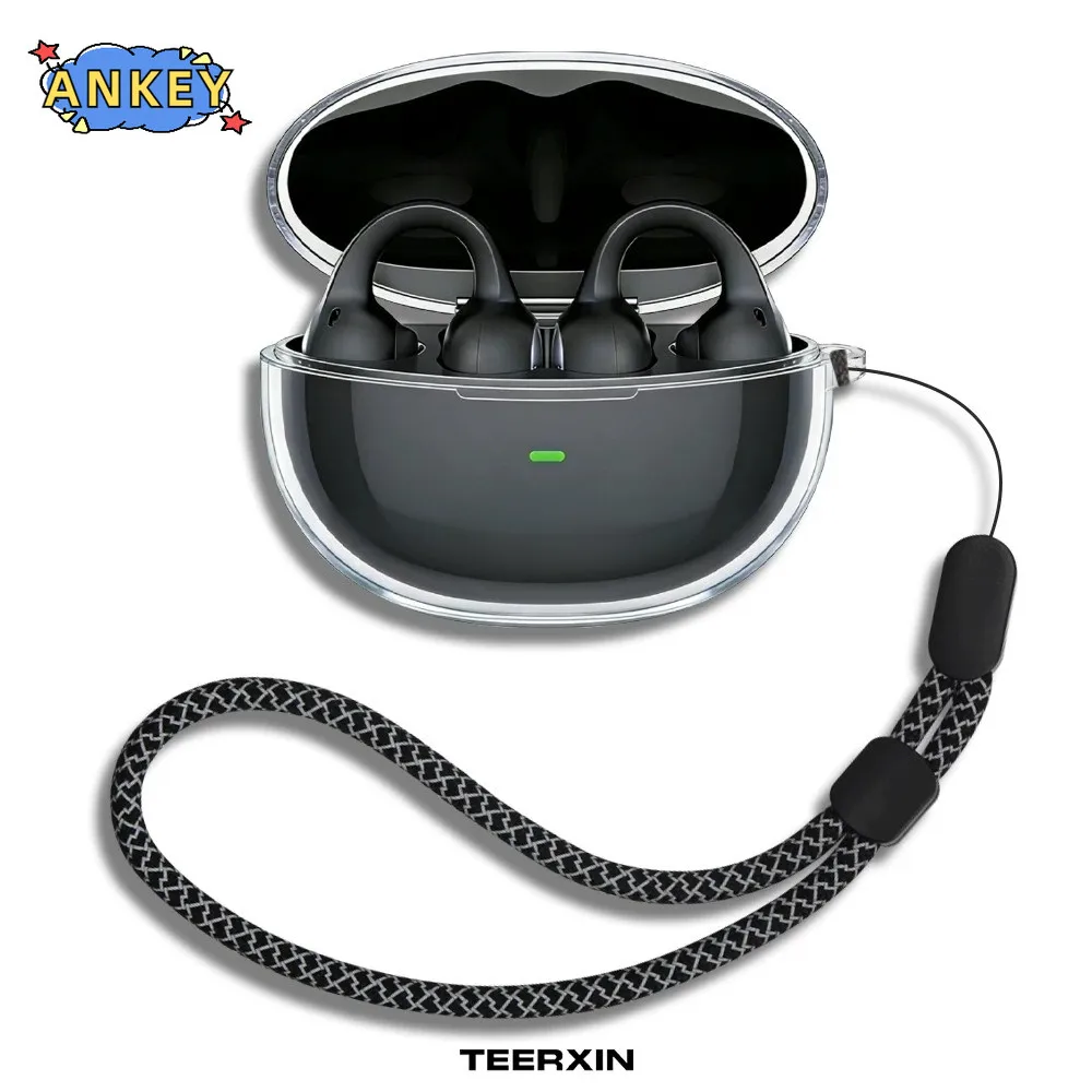 For Baseus Inspire XC1 Case Protective Transparent Clear TPU Covers Bluetooth Earphone Shell Headphone Portable with Rope - view 3