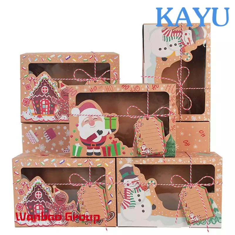 Cajas de galletas de Feliz Navidad, cajas de dulces de panadería de papel de Navidad para cupcakes, Brownies, embalaje