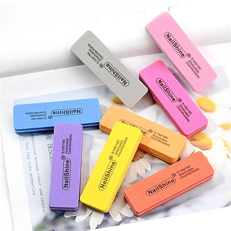 

50/100 Square Nail File Sponge Blue Orange Yellow Purple Pink Grey Grit 100 180 Sanding Art Nails Polishing Manicure Care Tools