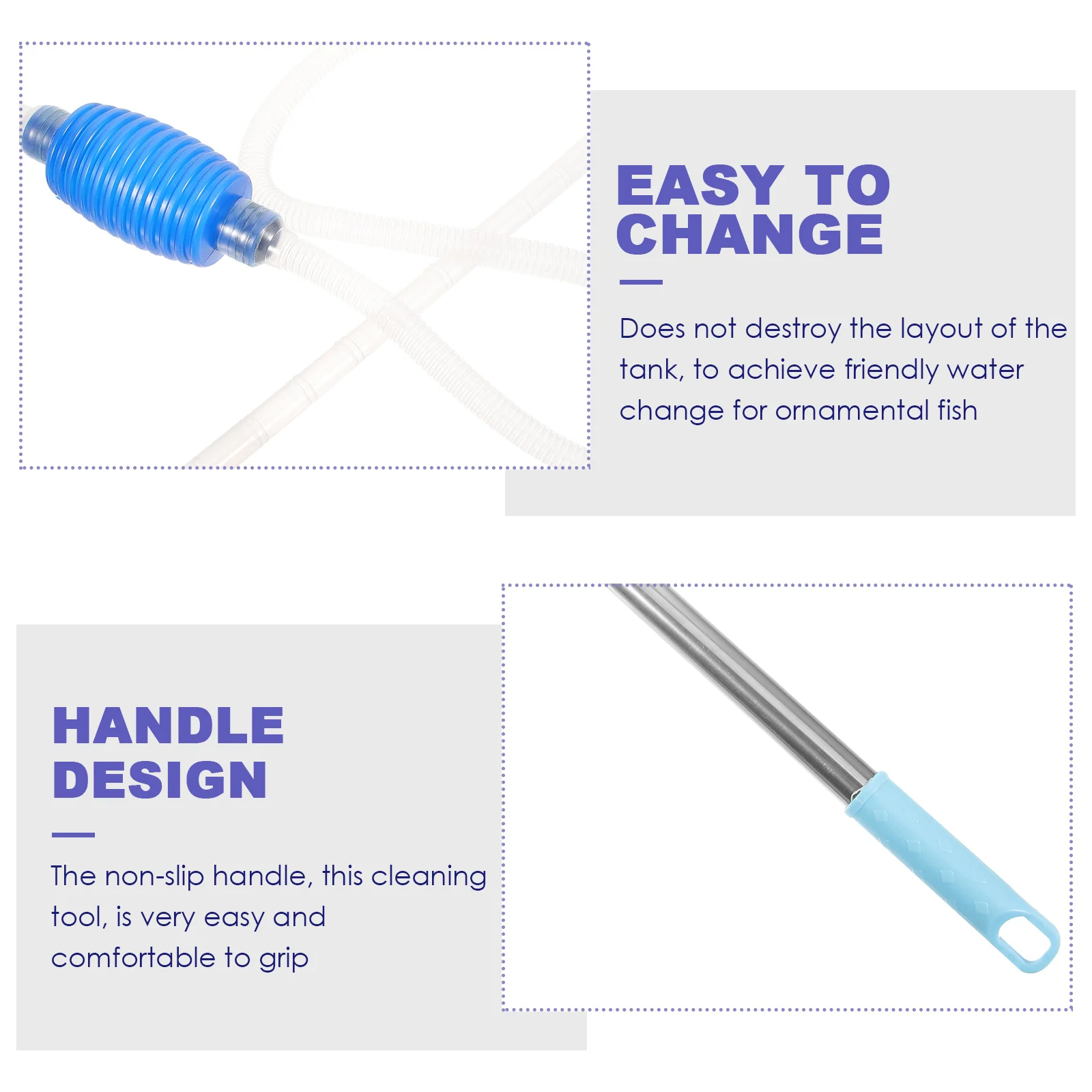 

Сменщик воды для аквариума, 1 комплект, маленький размер, синий выдвижной очиститель для аквариума, гравий, вакуумный аквариум, щетка, аксессуары для рыбы