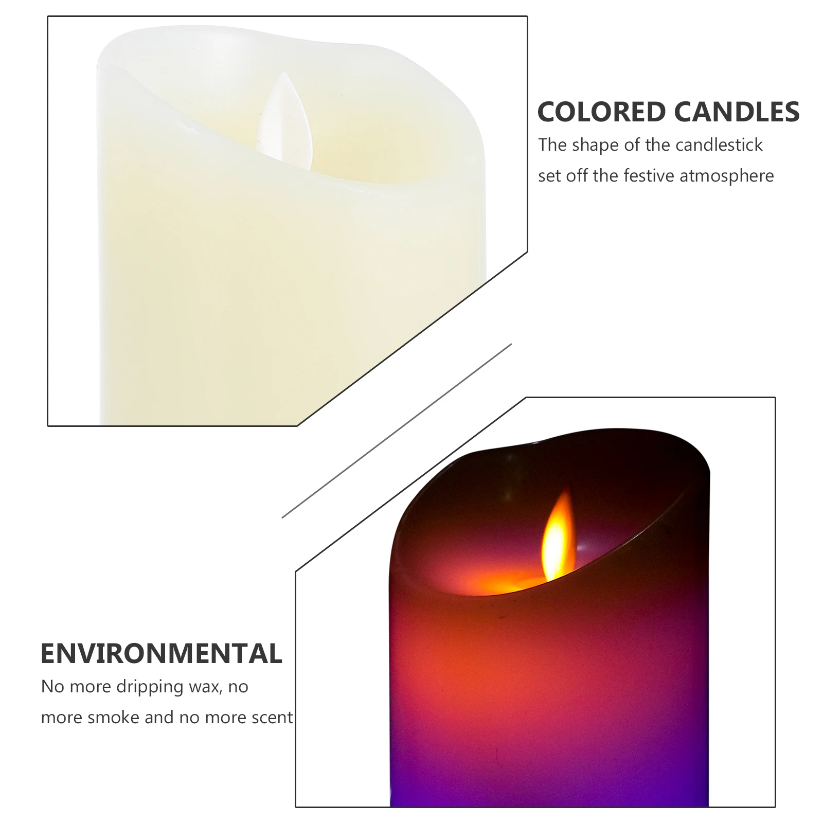 

2pcs Led Electronic Candles Flameless Operated Colorful Lamps Decorative Party Wedding Lights No Wax Drip
