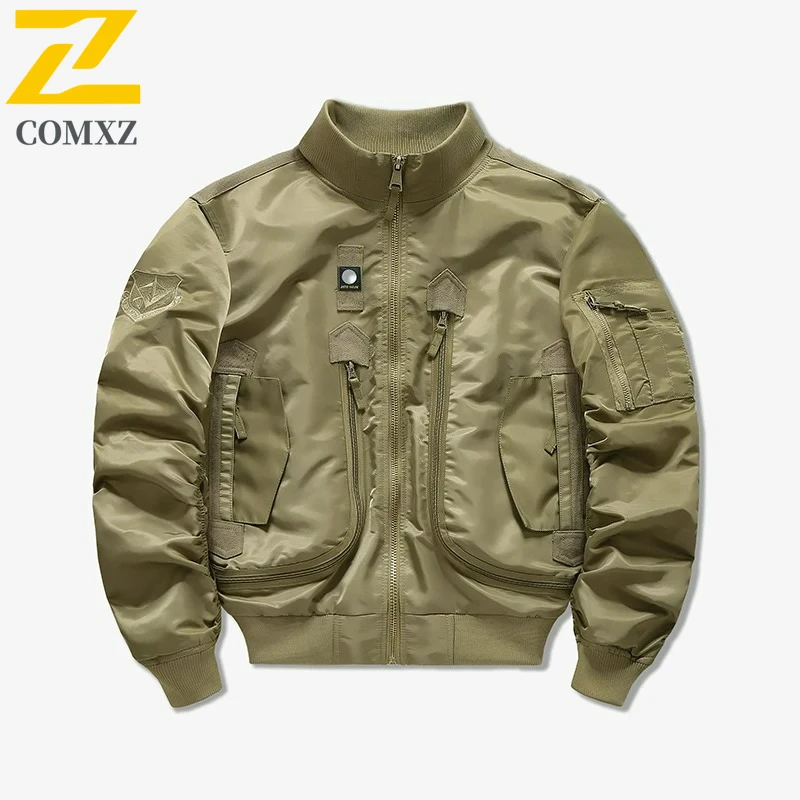 Outono inverno jaqueta de caça masculina tendência moda à prova de vento à prova dwindproof água locomotiva jaqueta multibolso quente roupas masculinas casaco novo