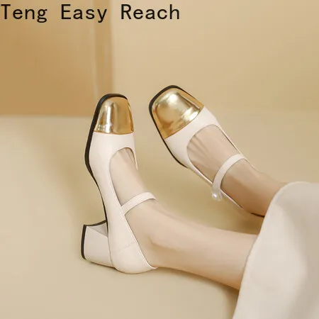 

New Gold Silver Platform Pumps Women Thick Heels Mary Jean Shoes Woman Square Toe High Heeled Shoes Ladies Mirror Pumps 43 45 46