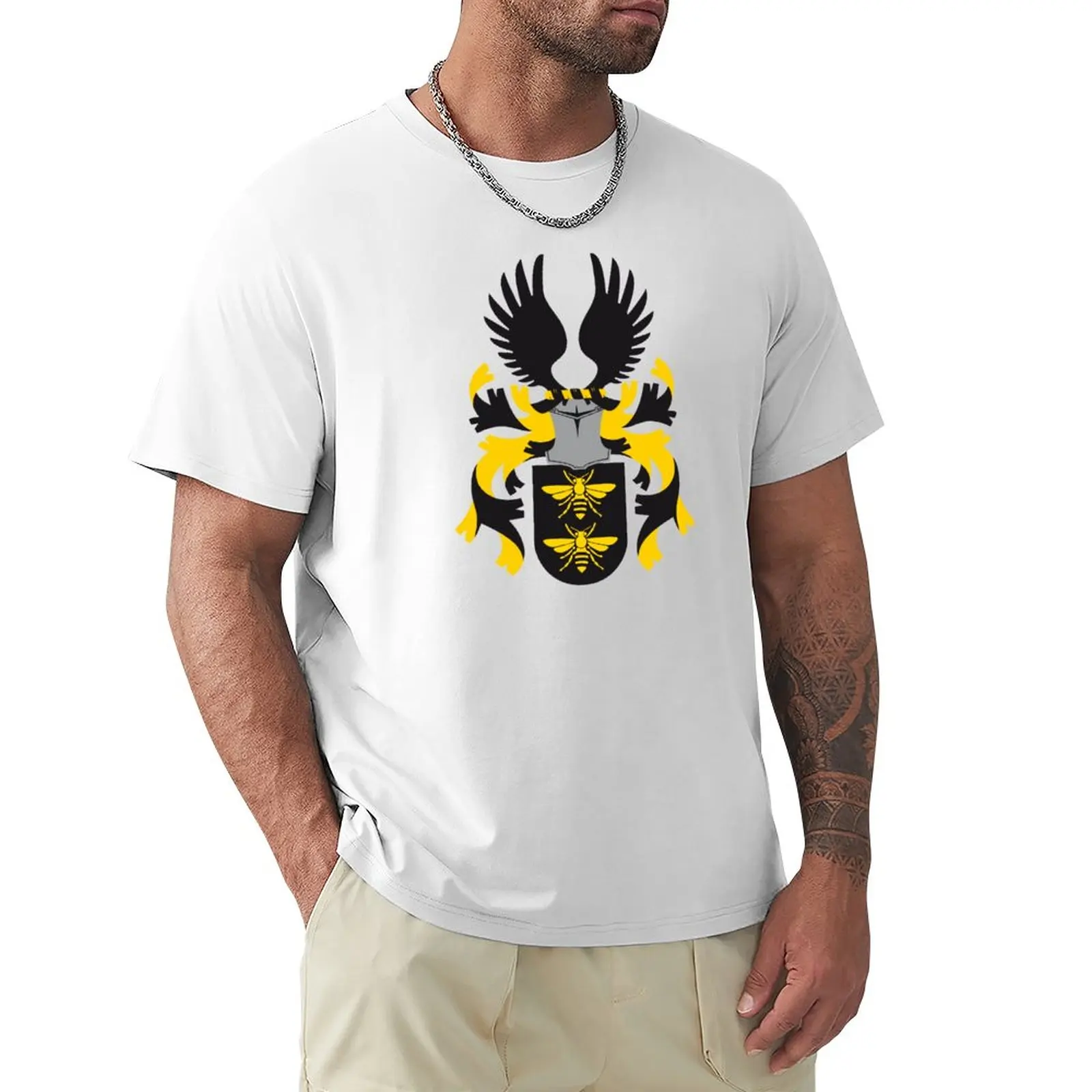 

Coat of Arms with Two Bees. T-Shirt anime new edition slim fit t shirts for men