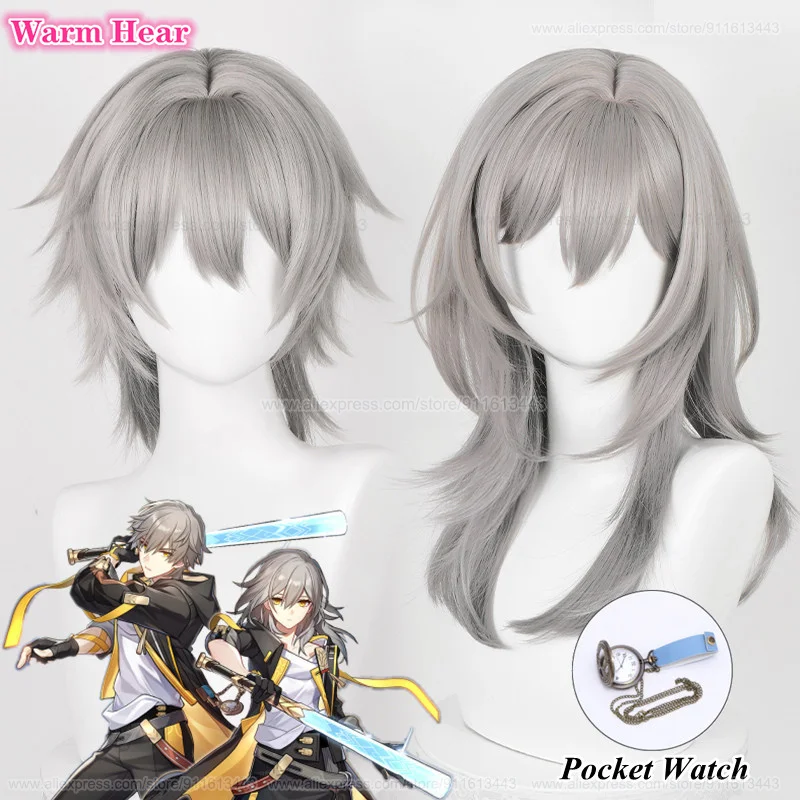 

Game Wigs Trailblazer Cosplay Wig 36cm/52cm Gray Gradient Wig Heat Resistant Synthetic Cosplay Anime Wigs + Wig Cap