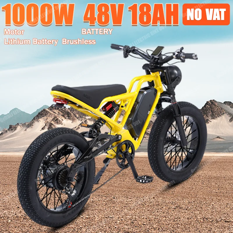 20 Inch Fat Tire Electric Mountain Off-road Motorcycle 750W/1500W High Power Motor Snow Assist Electric Bicycle