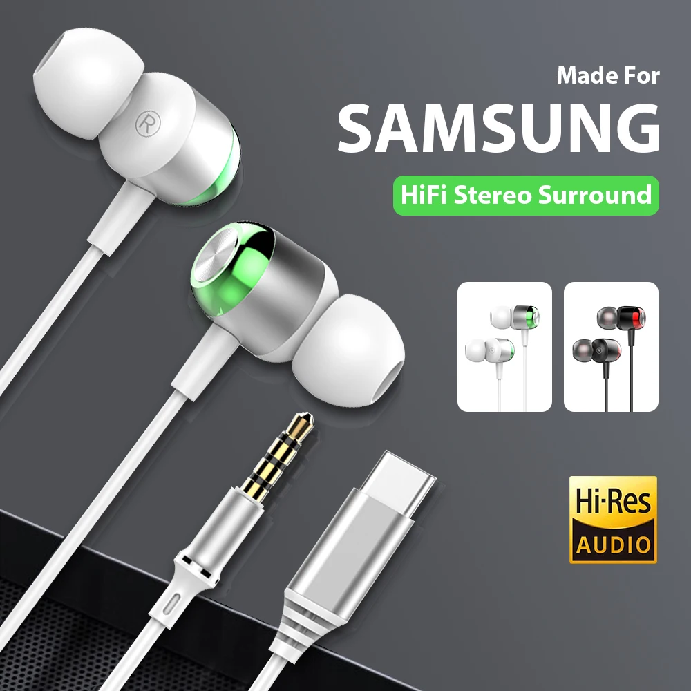 

USB Type C Wired Headphones HiFi Noise Canceling Gaming Earphones For Samsung Galaxy S25 S24 S23 iPhone 16 15 With Wire Earphone