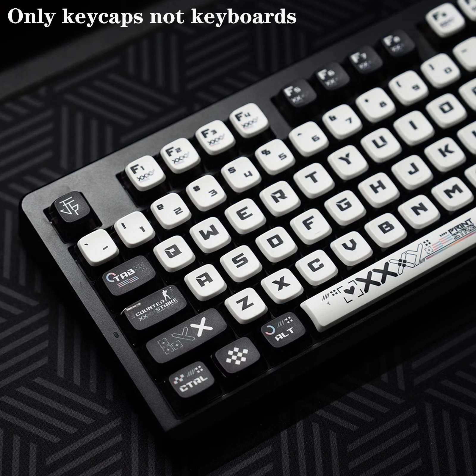 122 Keys Black White Pudding Theme Keycaps Keycaps Four Side Transparent PBT Mechanical Gaming Keyboard For MX Swtiches Key Caps