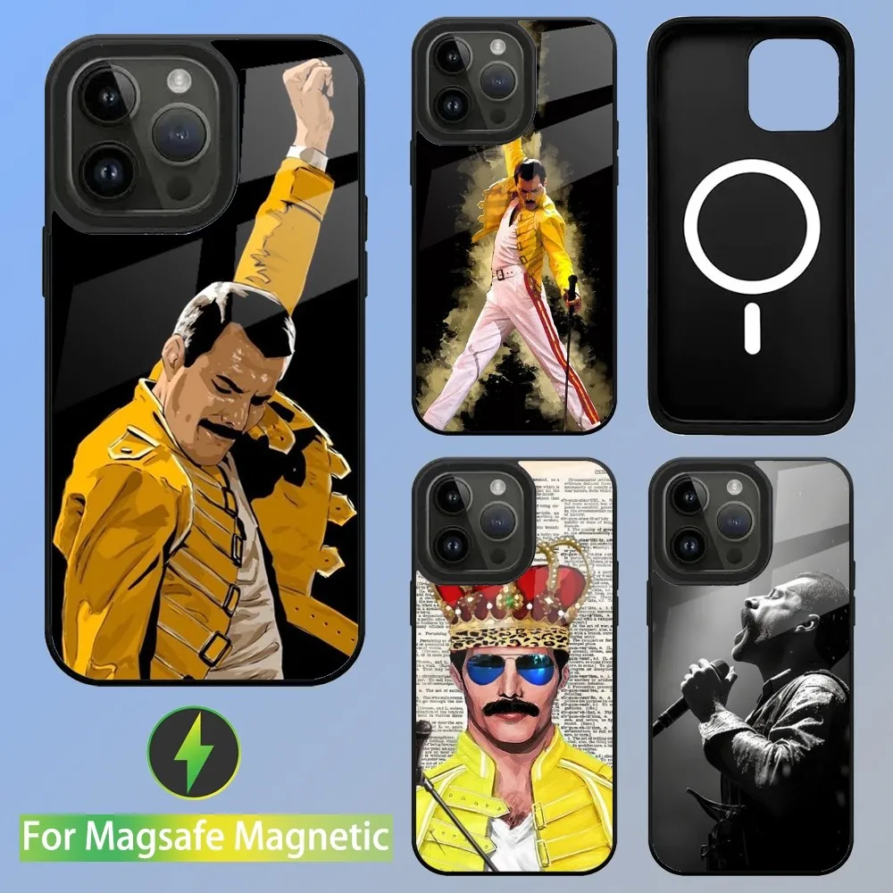 

Rock Freddie Mercury Q-QueenS Phone Case For iPhone 15,14,13,12,11,Plus,Pro,Max Mini Magsafe Magnetic Wireless Charging