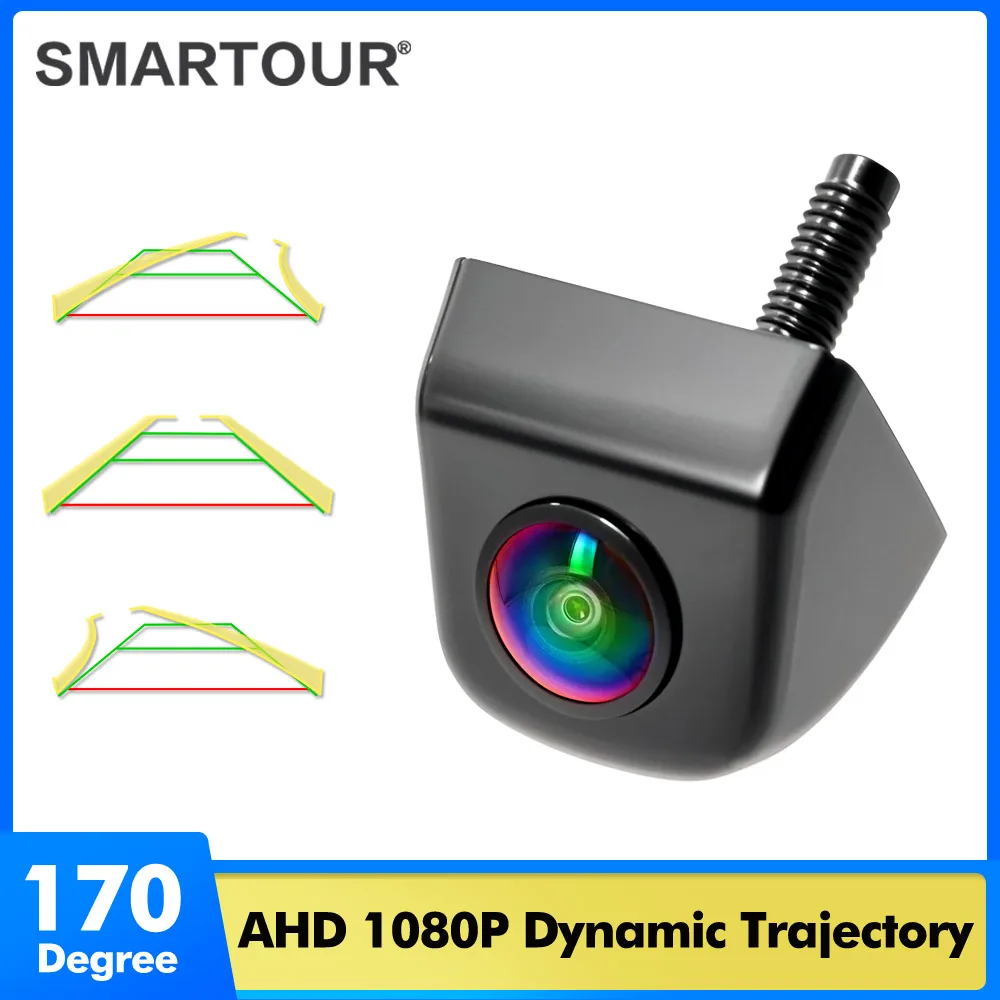 AHD 1080P Dynamic Trajectory REVERSE CAR CAMERA with Moving Guidelines - CCD Backup Camera Night Vision for Monitor Display MP5