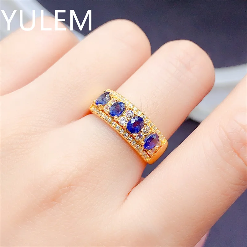 

925 Silver Fine Jewelry Natural Sapphire Ring 3mm*4mm 0.9ct Genuine Blue Sapphire Jewelry Birthday Gift for Women