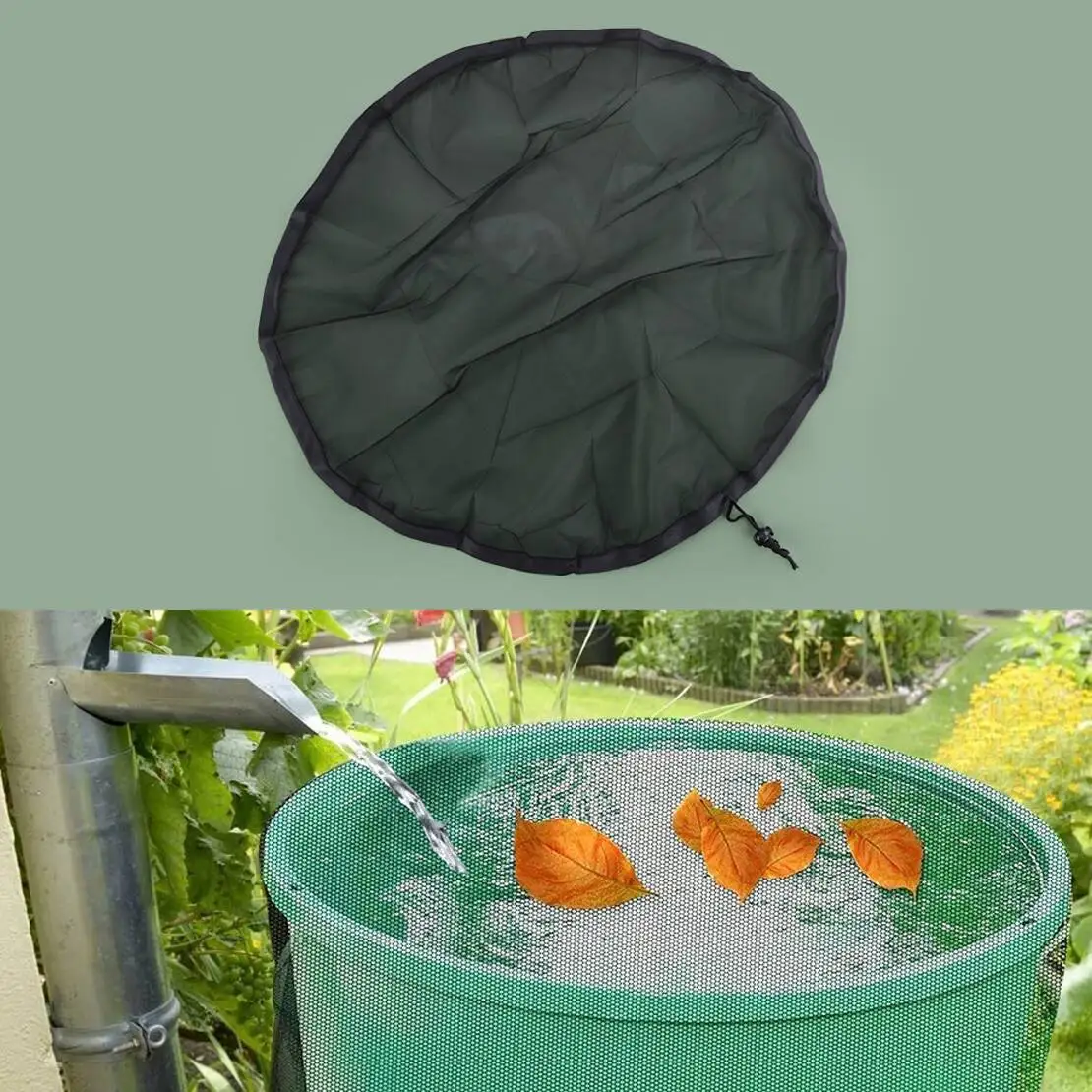 

120cm Rain Barrel Net With Cord Water Collection Bucket Foliage Mesh Screen Cover Protector