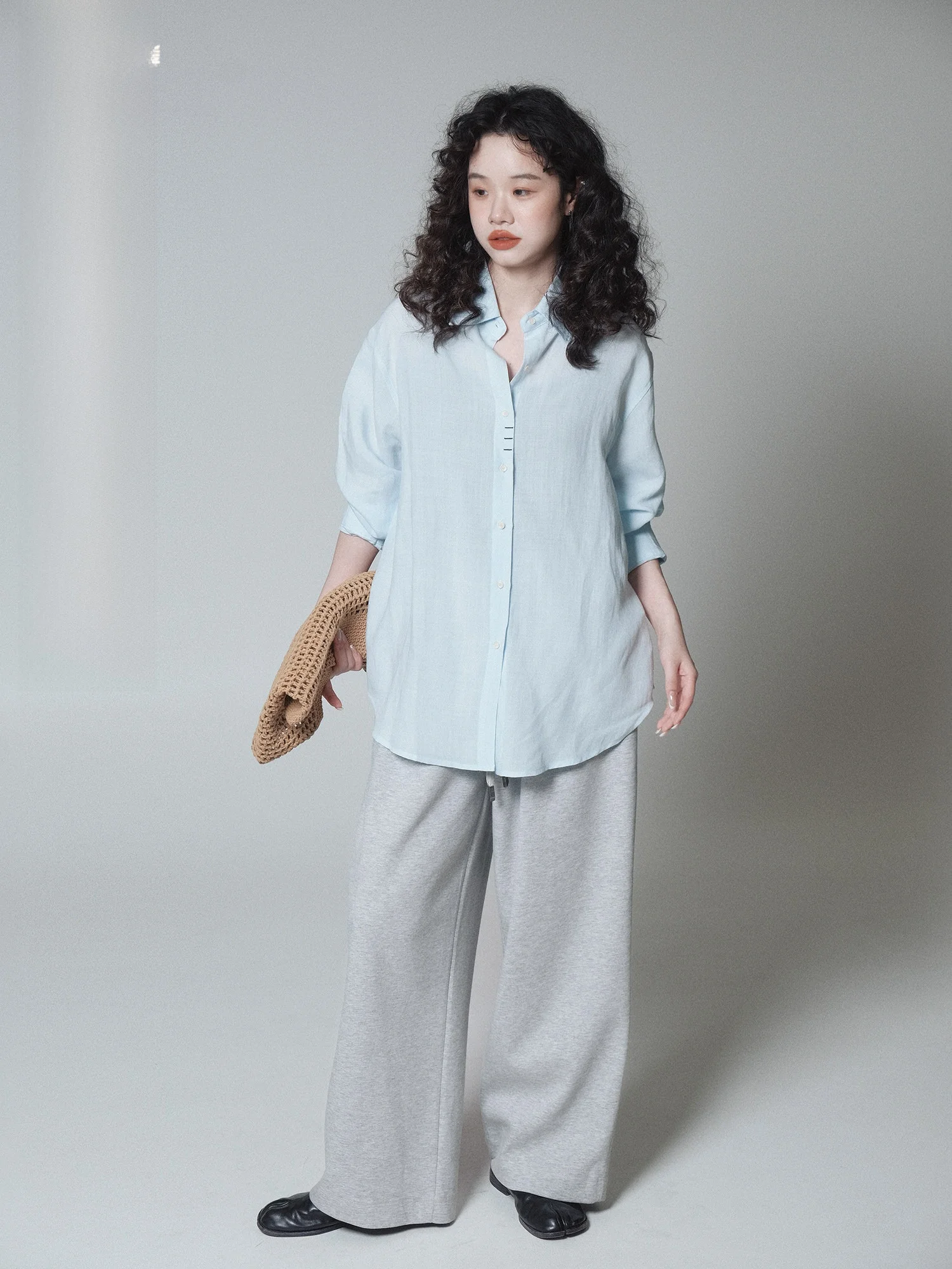 

Спортивные брюки Ivy Yang Casual Color Blo с эластичным поясом, широкими штанинами, свободного кроя, стройнящие, струящиеся, женские, из смесового хлопка