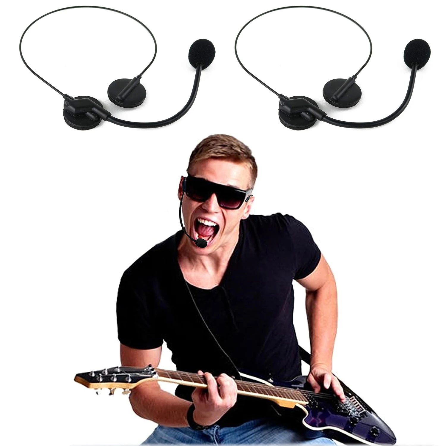 Rockstar Costume Accessories Headset Fake Rock Star MJ Singer Microphone and Headphones Prop Halloween Black Plastic Headset Toy