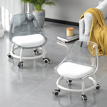 낮은의자 도르래, 도르래 낮은 의자,  가정용 아크릴 휠 소형 스툴,  도르래 로우 스툴, 등받이 의자,  거실 소파 스툴 