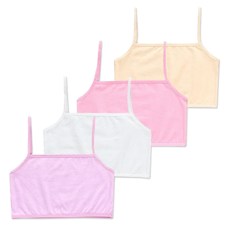 

Kids Cotton Training Bra Girls Tank Top Candy Color Undershirt Girls Singlet Baby Camisole Bra Tops 8-14years