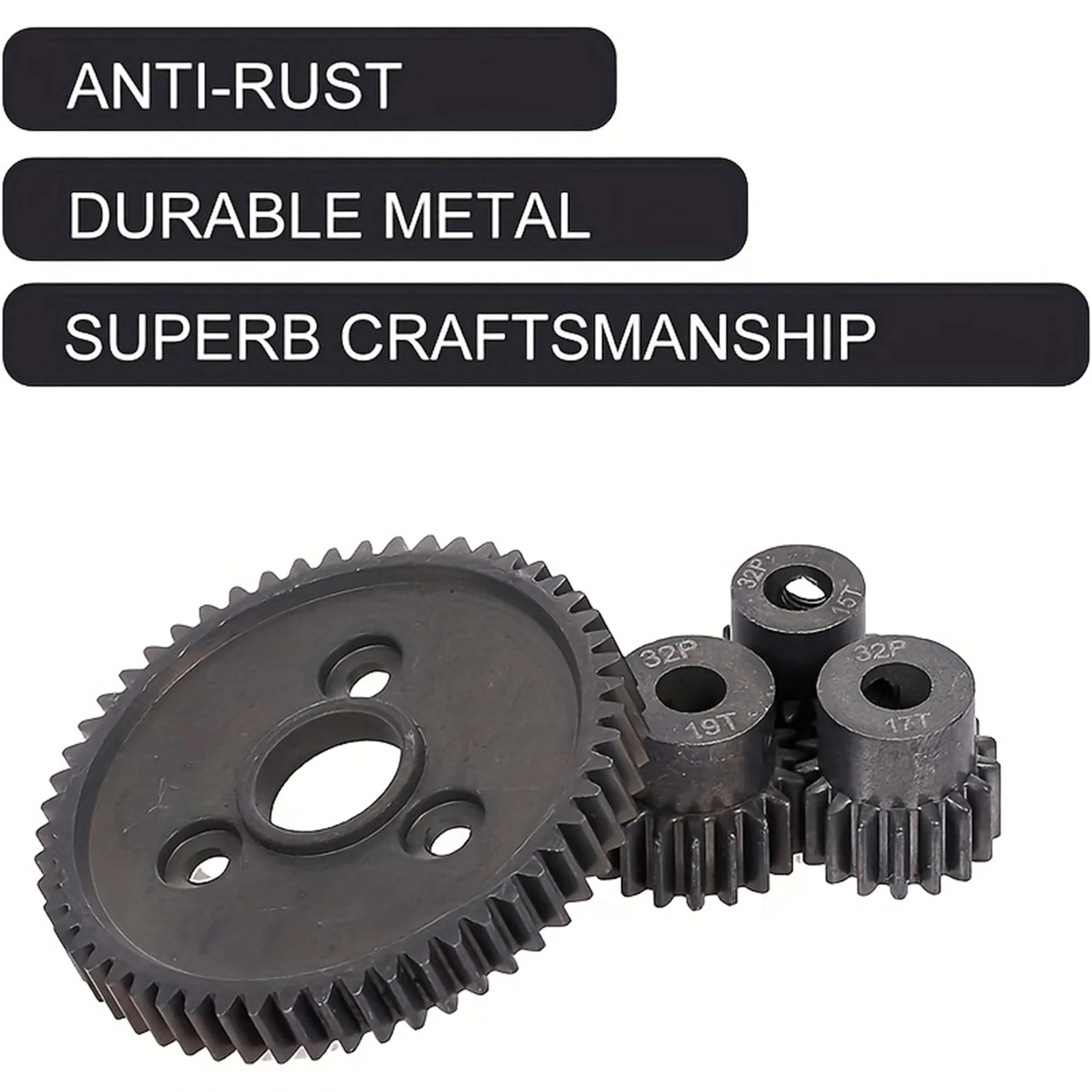 32P 5mm 15T-19T Pinion & M0.8 11mm 54T Large Gear Hardened Steel Motor Gear for Traxxas Slash E-REVO Summit 1/10 RC Car