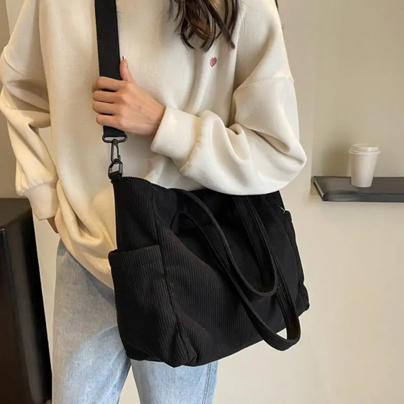 Women Messenger Bag Corduroy Women Shoulder Bag Business Casual Work Shopping Bag Large Messenger Shoulder Bag Hobo Bag For Dail