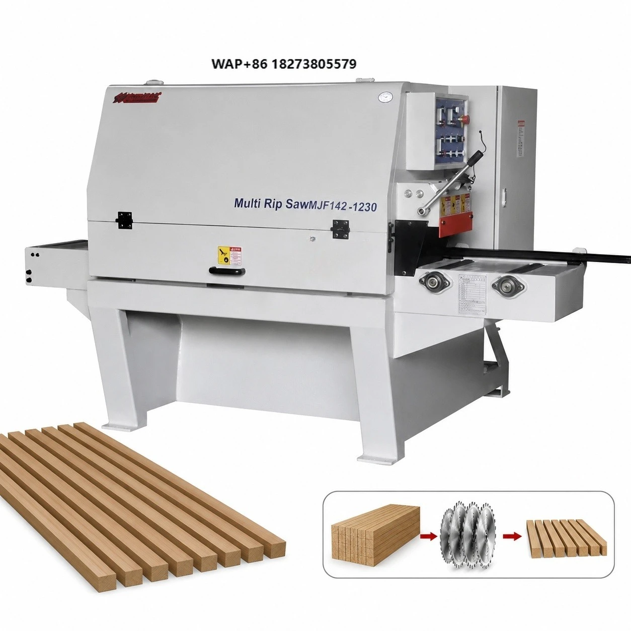 Competitive Price Woodworking Multi Blade Rip Saw Machine Square Timber Cutting Circular Saw for Furniture Plank Making