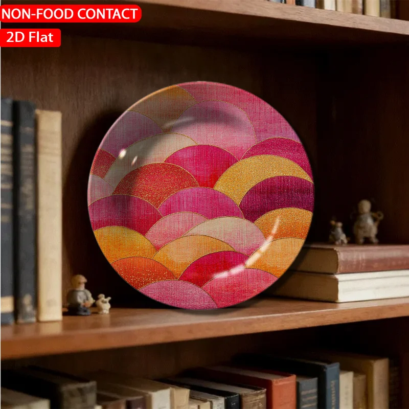 1pc Modern Abstract Wave Ceramic Plate - Pink Wave Pattern Non-Food Contact Suitable for Home Desk Decor, Elegant Table